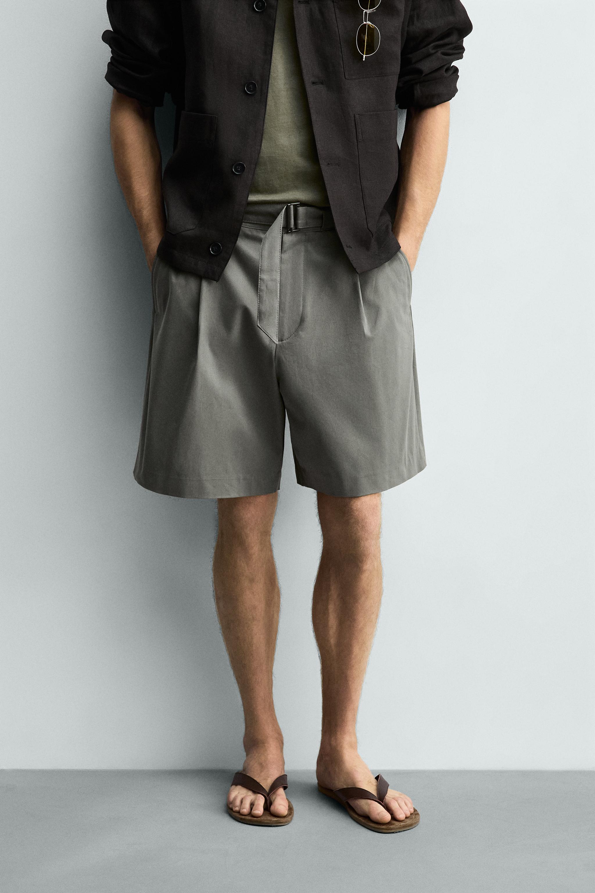 SHORT RELAXED FIT PLIS AVEC CEINTURE